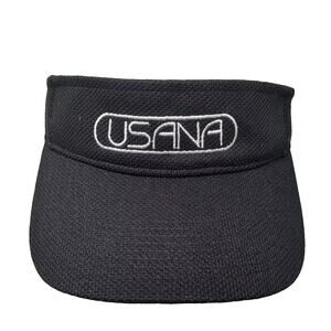 Augusta Visor Hat Black White OS Strapback USANA Embroidered Performance Sport